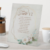 冬の緑の白いバラ結婚のテーブル席 台座サイン (インサイチュ)