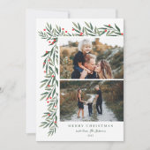 冬の緑の白2写真クリスマス シーズンカード (正面)