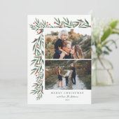 冬の緑の白2写真クリスマス シーズンカード (スタンド正面)