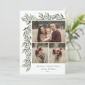 冬の緑の白3写真クリスマス シーズンカード (スタンド正面)