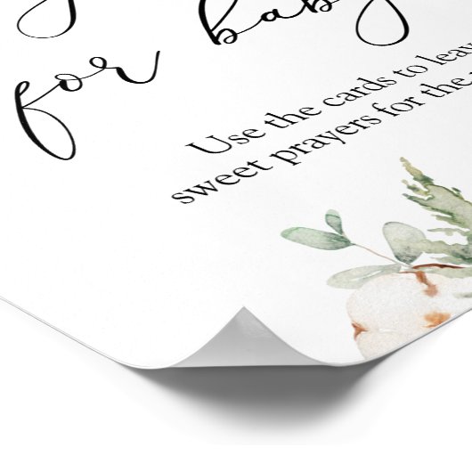 冬の緑の祈りの言葉ベビー台座サイン ポスター (角)