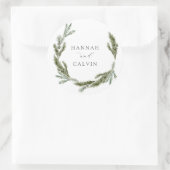 冬の緑の結婚クラシックラウンドステッカー ラウンドシール (バッグ)