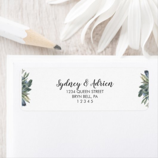 冬の緑の結婚式の招待差出人住所 ラベル (インサイチュ)