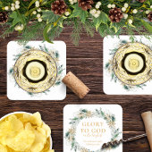 冬の緑の聖書聖句クリスマス スクエアペーパーコースター