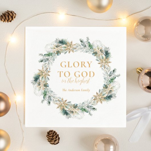 冬の緑の聖書聖句クリスマス スタンダードカクテルナプキン