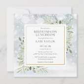 冬の緑の花嫁のメイドランチョン スクエア 招待状 (正面)