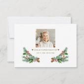 冬の緑の花束の写真を愛の記憶に サンキューカード (裏面)