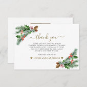 冬の緑の花束の写真を愛の記憶に サンキューカード (正面/裏面)