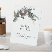 冬の緑の花束カードとギフトサイン 台座サイン (インサイチュ)