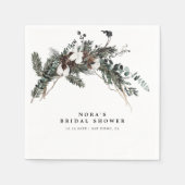 冬の緑の花束 スタンダードカクテルナプキン (正面)