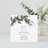 冬の緑の花束 ブライダルシャワー 招待状 (スタンド正面)