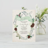 冬の緑の草木のブライダルシャワーの招待状 招待状 (スタンド正面)