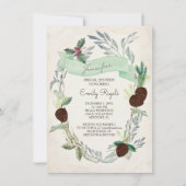 冬の緑の草木のブライダルシャワーの招待状 招待状 (正面)