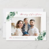 冬の緑の葉のクリスマス  シーズンカード (正面)