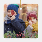 冬の緑の葉の写真 セラミックオーナメント (裏面)