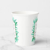 冬の緑の葉の水の色結婚の 紙コップ (右)