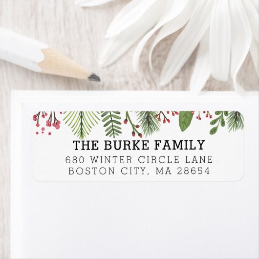 冬の緑の葉 ラベル (インサイチュ)