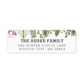 冬の緑の葉 ラベル (正面)