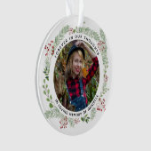 冬の緑の記念写真オーナメント オーナメント (正面)