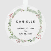 冬の緑の記念写真オーナメント オーナメント (裏面)