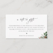 冬の緑の贈り物に関する結婚メモ エンクロージャーカード (正面)