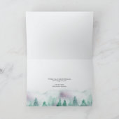 冬の緑の赤いトラックの水の色ガーランド シーズンカード (内部)