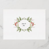 冬の緑の赤い果実のホリデーフォイルカード 箔シーズンカード (裏面)