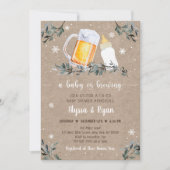 冬の緑の赤ちゃんが生まれるよ ベイビーシャワー 招待状 (正面)