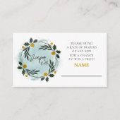 冬の緑の赤ちゃんシャワーおむつラッフル エンクロージャーカード (正面)