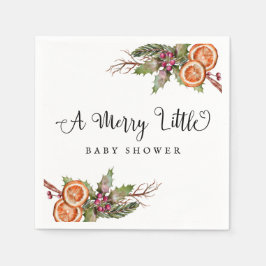 冬の緑の赤ちゃんシャワー スタンダードカクテルナプキン