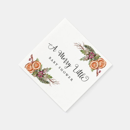 冬の緑の赤ちゃんシャワー スタンダードカクテルナプキン (角)