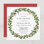 冬の緑の赤ちゃんシャワー 招待状 (正面/裏面)