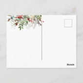 冬の緑の赤ベリーバードクリスマスポストカード ポストカード (裏面)