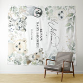 冬の緑の金のアークティック動物ベイビーウェルカム タペストリー (インサイチュ(横))