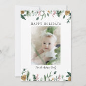 冬の緑の雪のオーバーレイ写真ホリデーカード シーズンカード (正面)