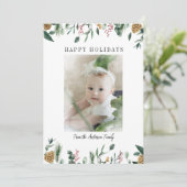 冬の緑の雪のオーバーレイ写真ホリデーカード シーズンカード (スタンド正面)