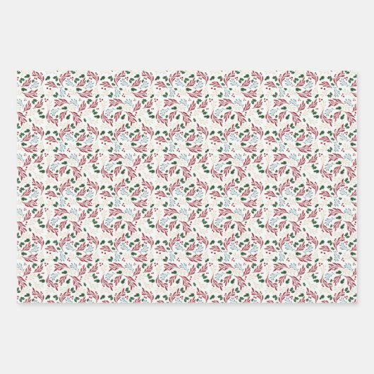 冬の緑の青とタンパタークリスマス ラッピングペーパーシート (正面)