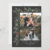 冬の緑の黒2写真クリスマス シーズンカード (正面)
