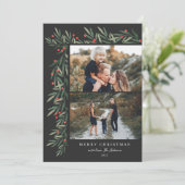 冬の緑の黒2写真クリスマス シーズンカード (スタンド正面)