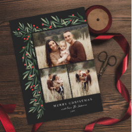 冬の緑の黒3写真クリスマス シーズンカード