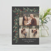 冬の緑の黒3写真クリスマス シーズンカード (スタンド正面)