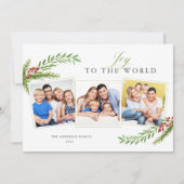 冬の緑の3ミニマルつの写真が世界に喜びを シーズンカード (正面)