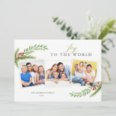 冬の緑の3ミニマルつの写真が世界に喜びを シーズンカード (スタンド正面)