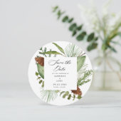 冬の緑エレガントは日付写真を保存 招待状 (スタンド正面)