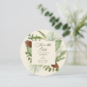 冬の緑エレガントは日付写真を保存 招待状 (スタンド正面)