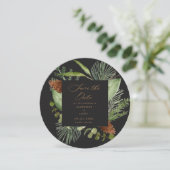 冬の緑エレガントは日付写真を保存 招待状 (スタンド正面)