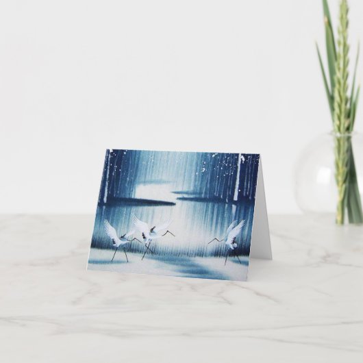 冬の緑サンキューノートカード サンキューカード (正面)