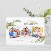 冬の緑ミニマル3 Photo Happy Holidays シーズンカード (スタンド正面)