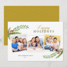 冬の緑ミニマル3 Photo Happy Holidays