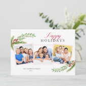 冬の緑ミニマル3 Photo Happy Holidays シーズンカード (スタンド正面)